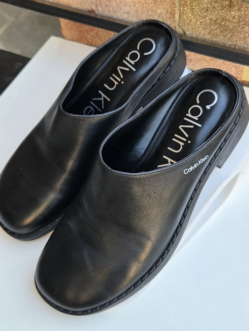 Calvin Klein KCAJAN Casual Slip-On Mule Clogs 90s Minimalist Corporate Goth 8M